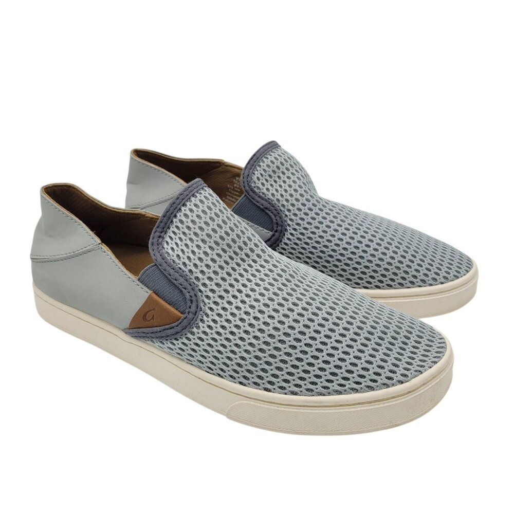 OluKai Women's Pehuea Slip On Sneakers Pale Grey Sz 9 Breathable Mesh